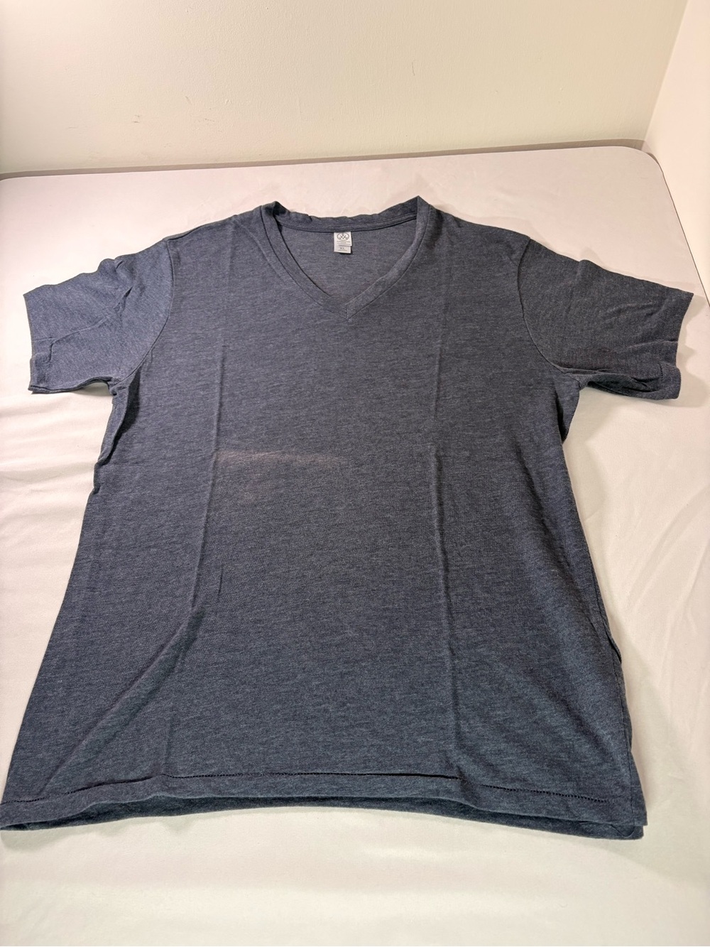 Men's V-Neck Short Sleeve Shirt - Charcoal Blue(ub2)